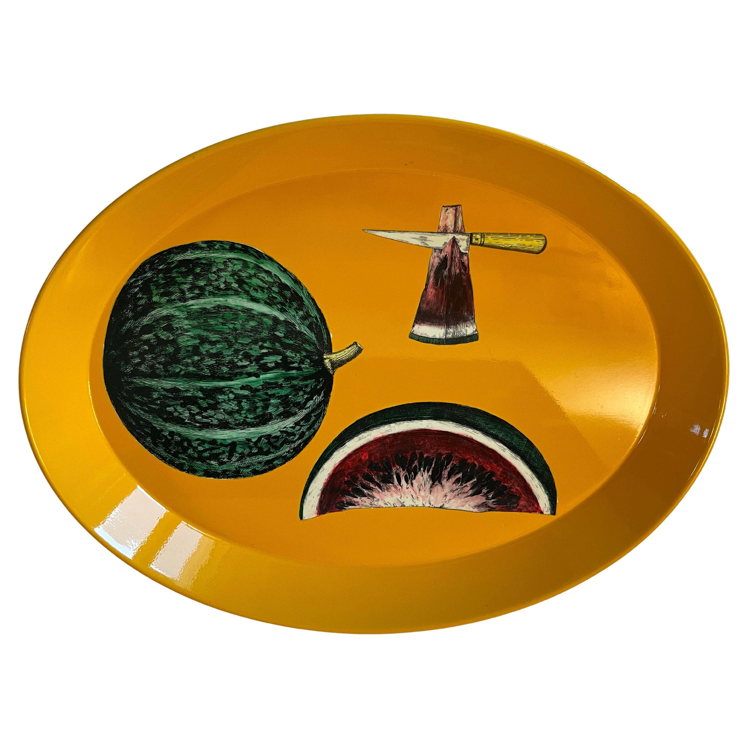 FORNASETTI Watermelon Oval Metal Tray