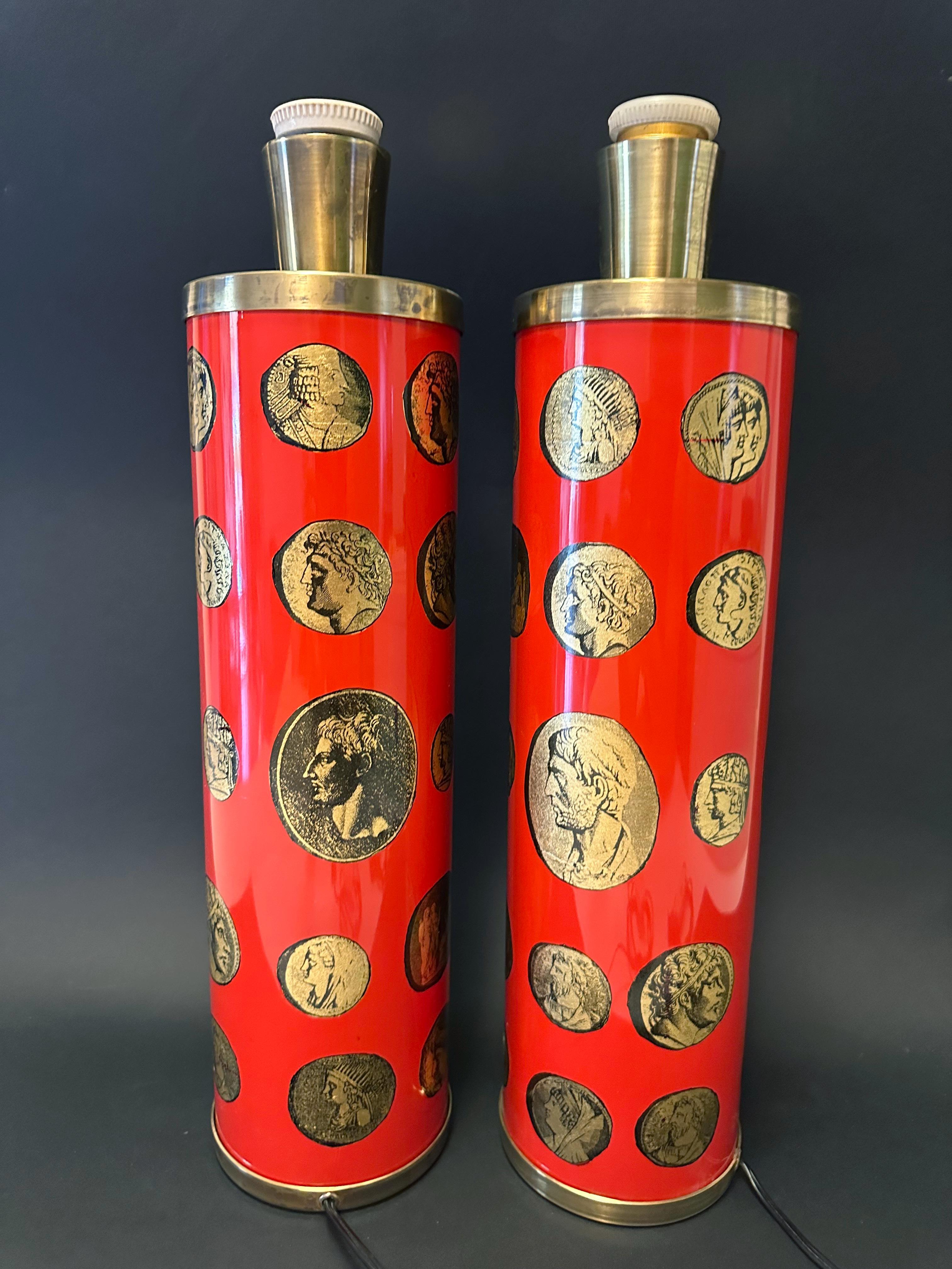 Mid-Century Modern FORNASETTI Pair of Vintage Table Lamps For Sale
