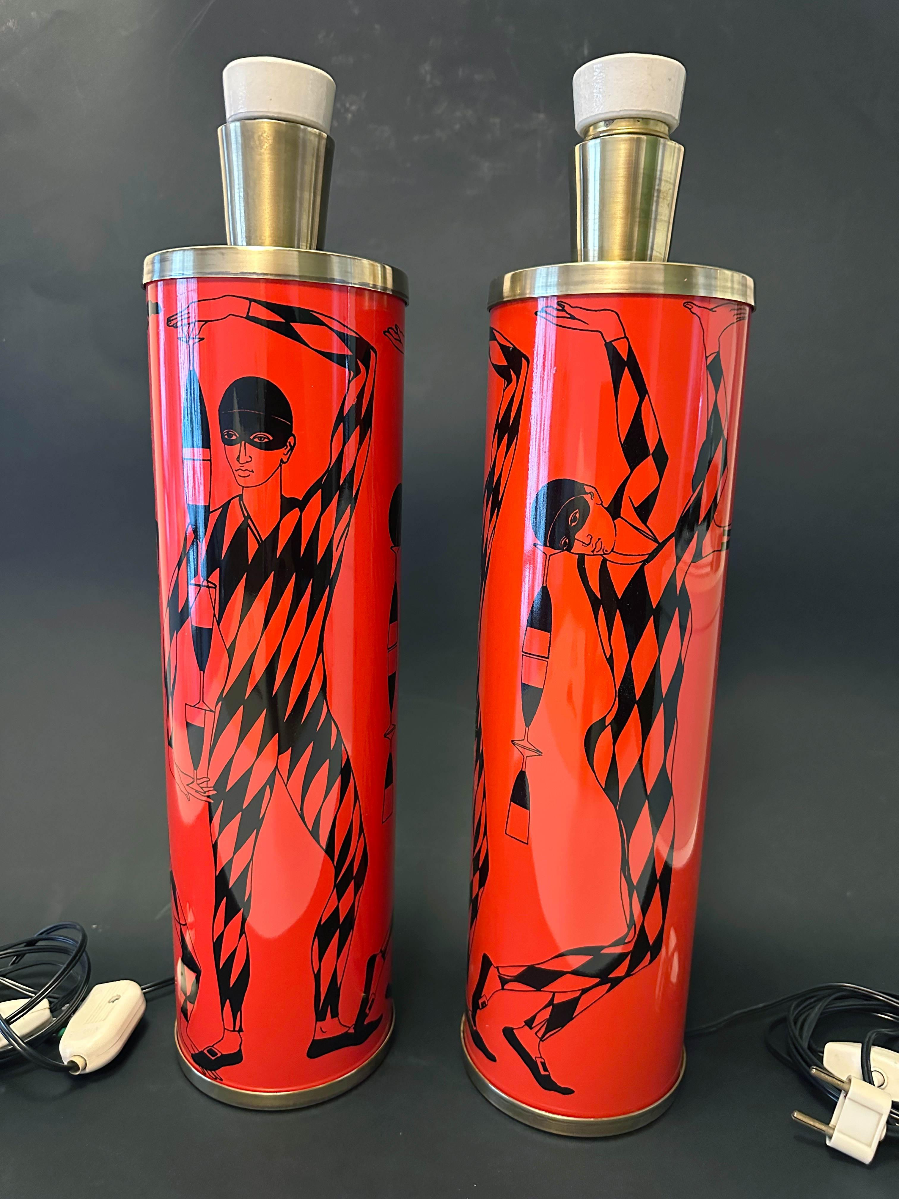 Mid-Century Modern FORNASETTI Pair of Vintage Table Lamps For Sale