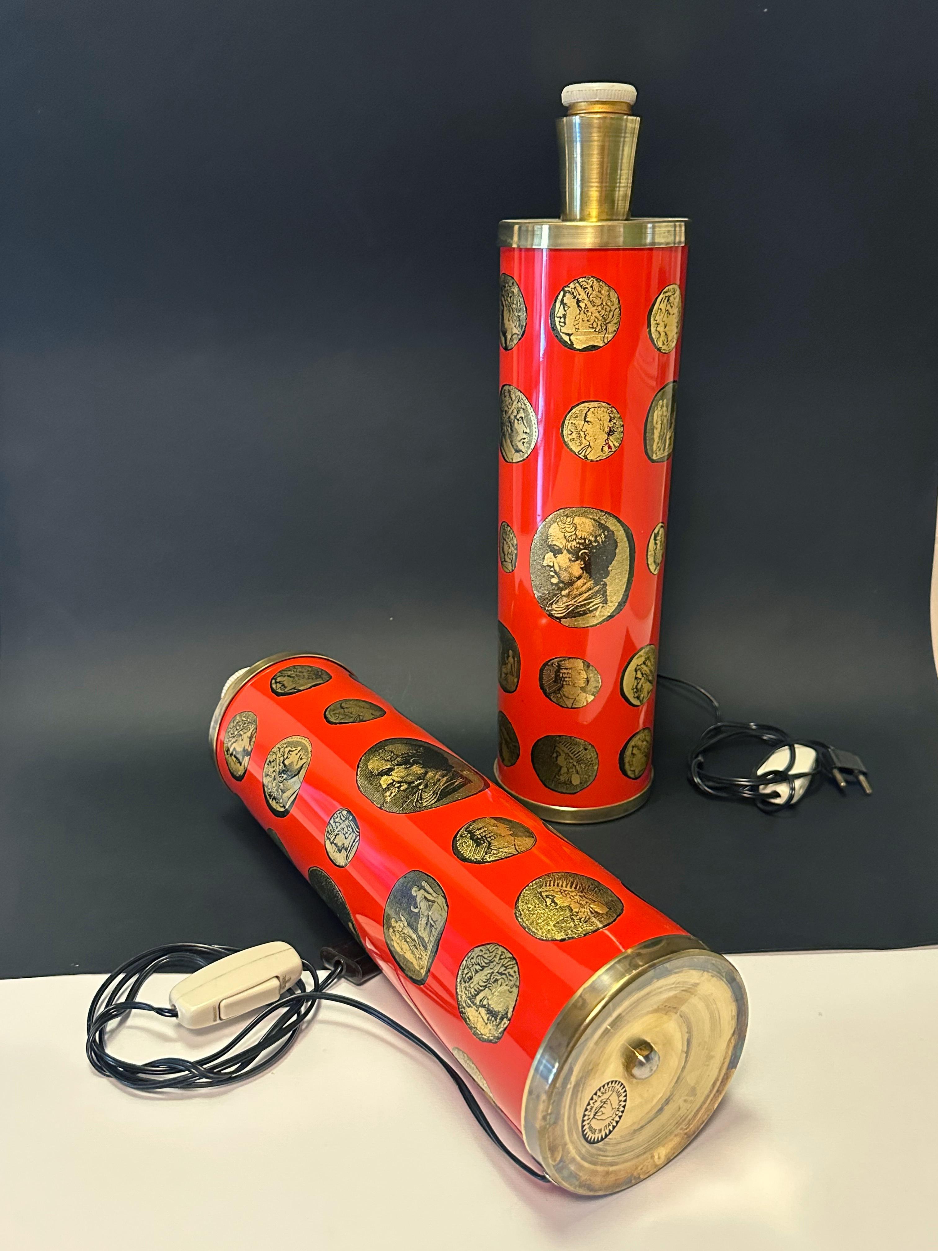 FORNASETTI Pair of Vintage Table Lamps In Good Condition For Sale In Los Angeles, CA