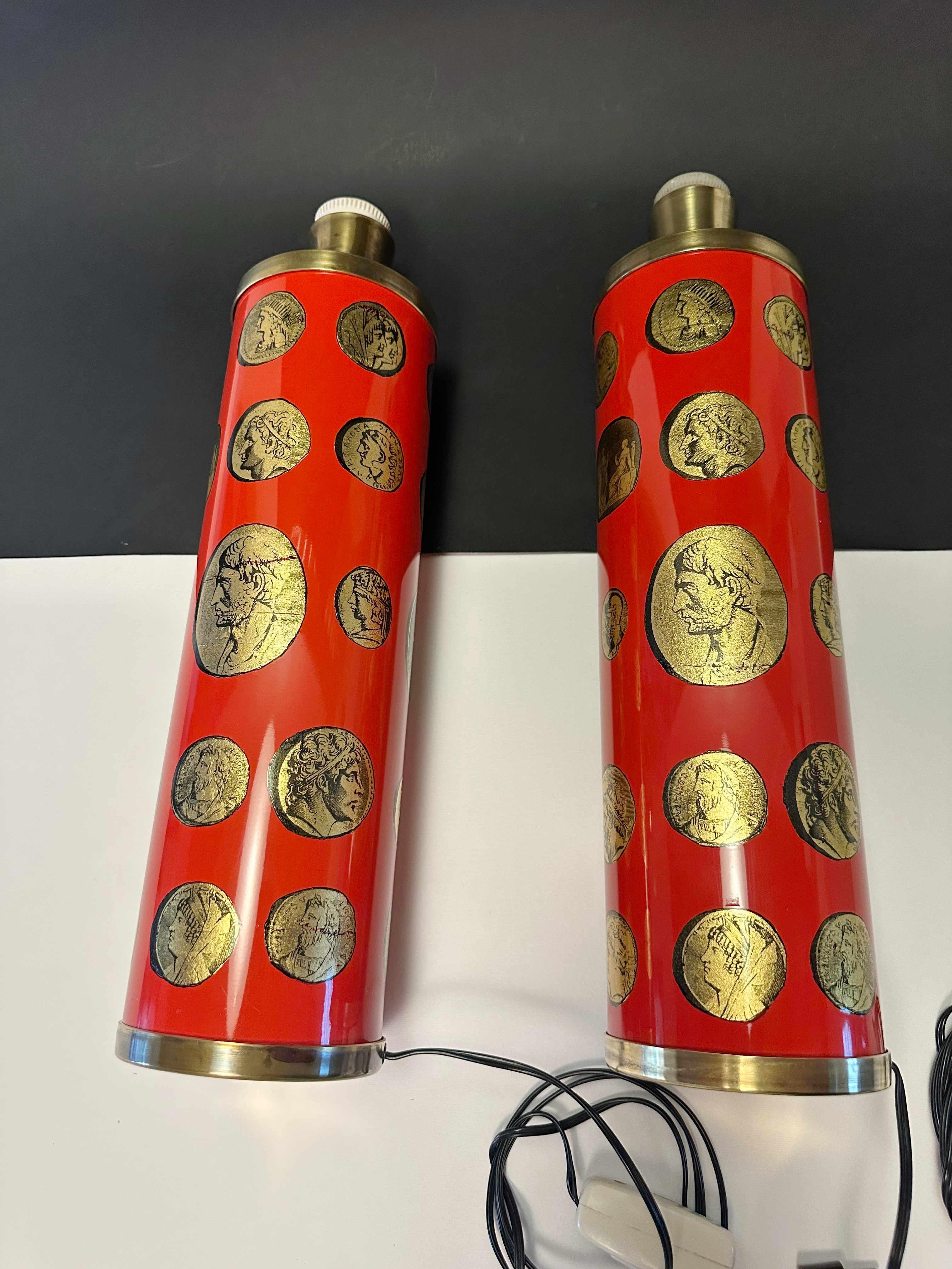 20th Century FORNASETTI Pair of Vintage Table Lamps For Sale