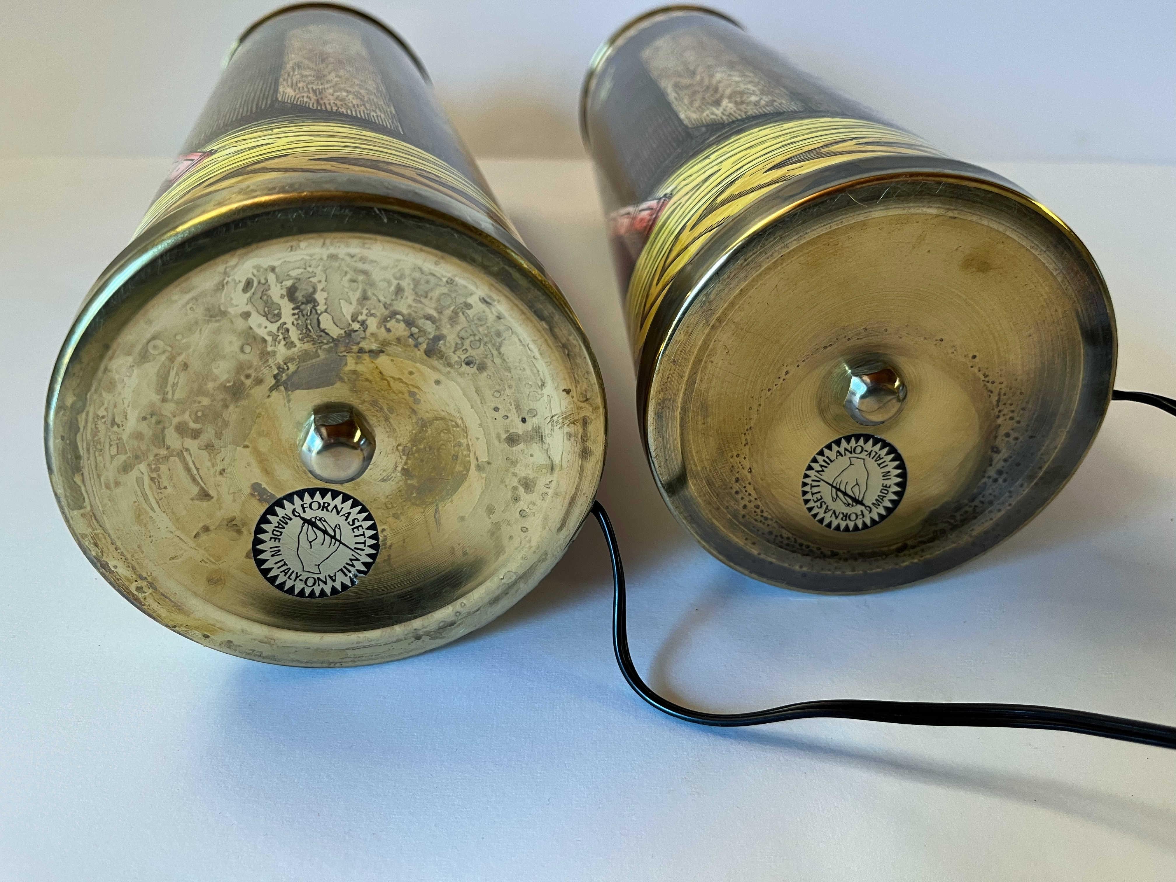 Metallo FORNASETTI Coppia di lampade da tavolo vintage in vendita
