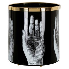 Fornasetti Paper Basket Mani Hands Black and White Metal Brass