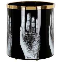 Fornasetti Paper Basket Mani Hands Black and White Metal Brass