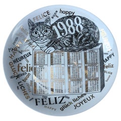 Fornasetti “Piatto Calendario N.21” Porcelain, 1988, Italy