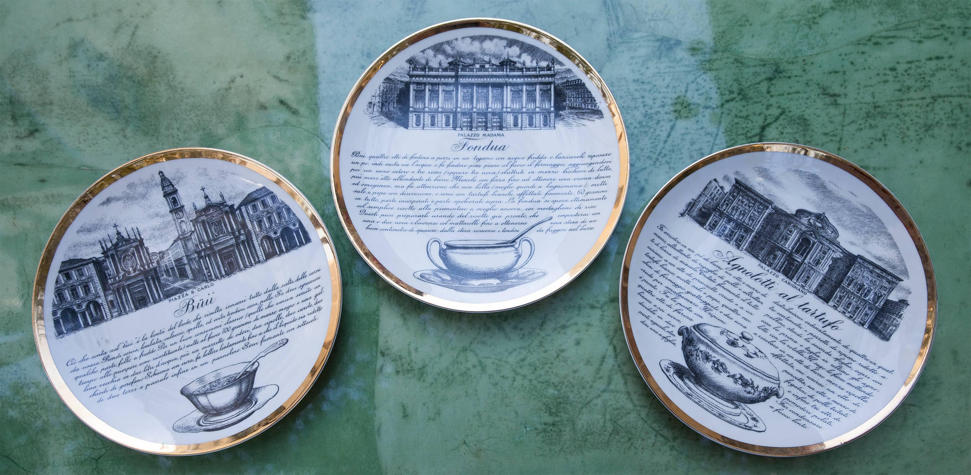 Mid-20th Century Fornasetti Piemontesi Plates Set of 12, Italy, 1950s