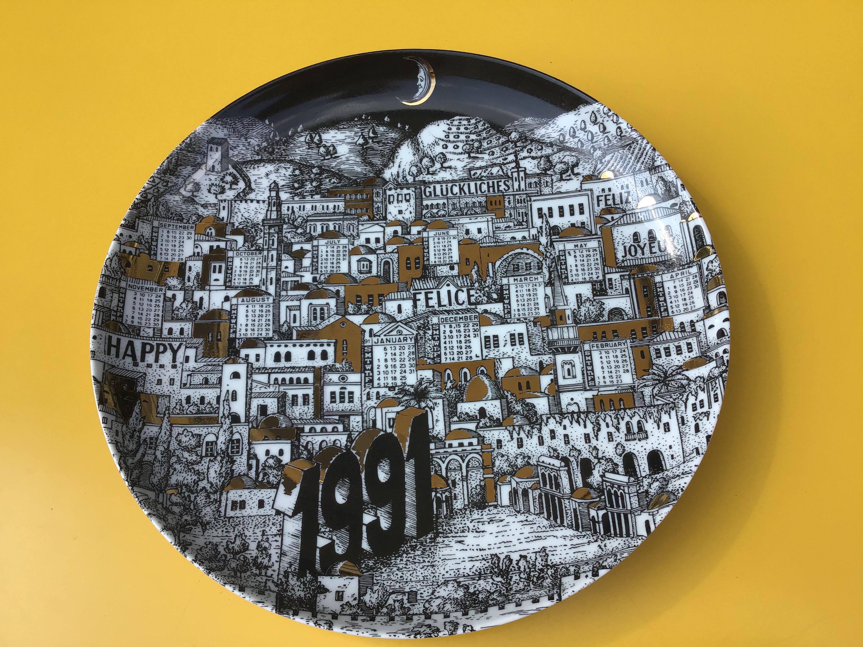 Fornasetti “Plate Calendar n24” porcelain, 1991, Italy.
