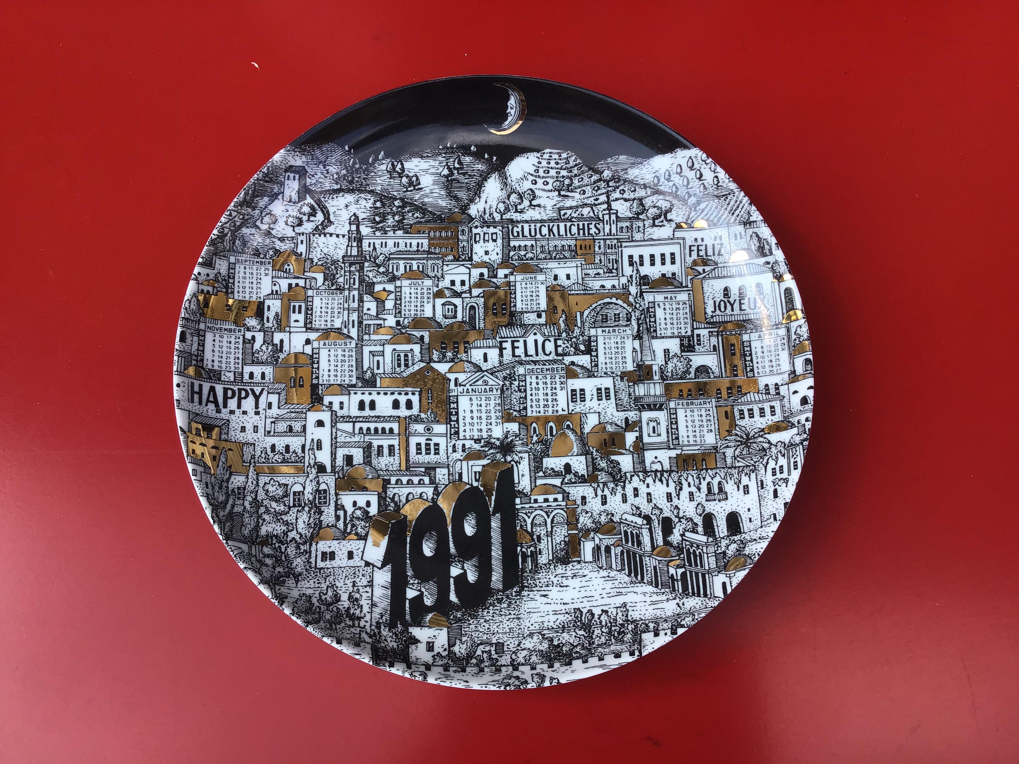 Other Fornasetti “Plate Calendar n24” Porcelain, 1991, Italy For Sale