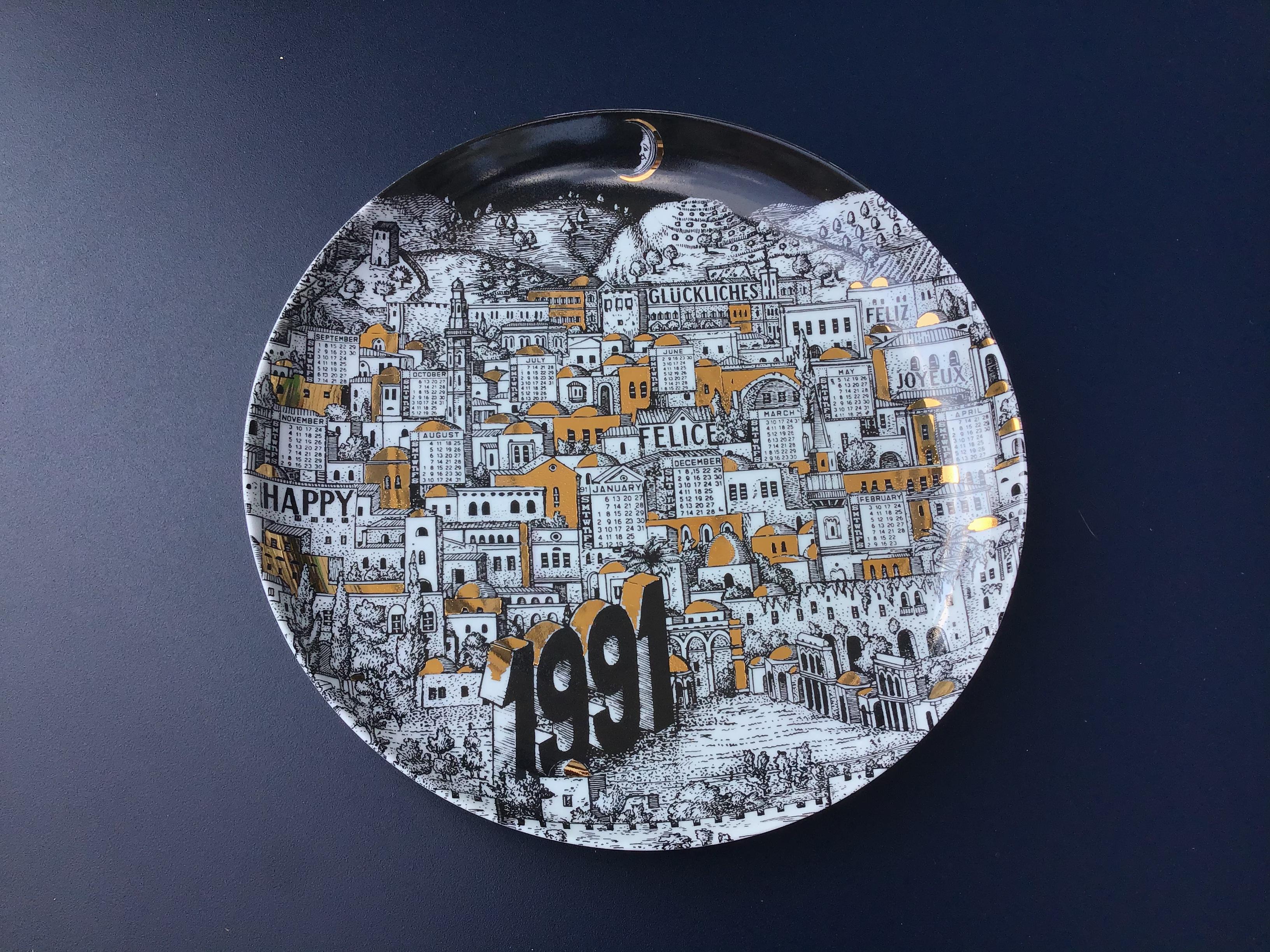 Italian Fornasetti “Plate Calendar n24” Porcelain, 1991, Italy For Sale