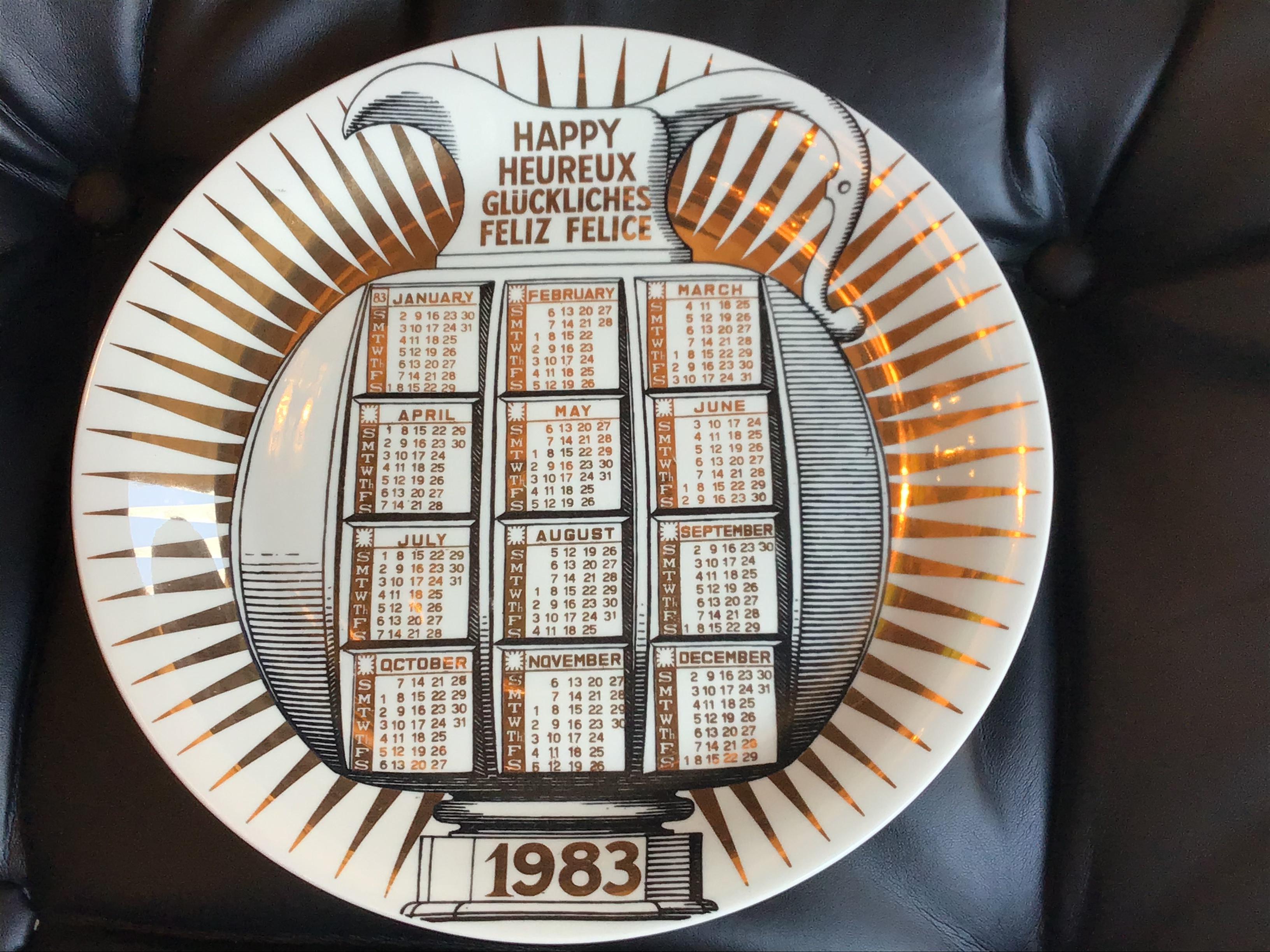 Other Fornasetti “Plate n.16 Calendario “ Porcelain 1983 Italy For Sale