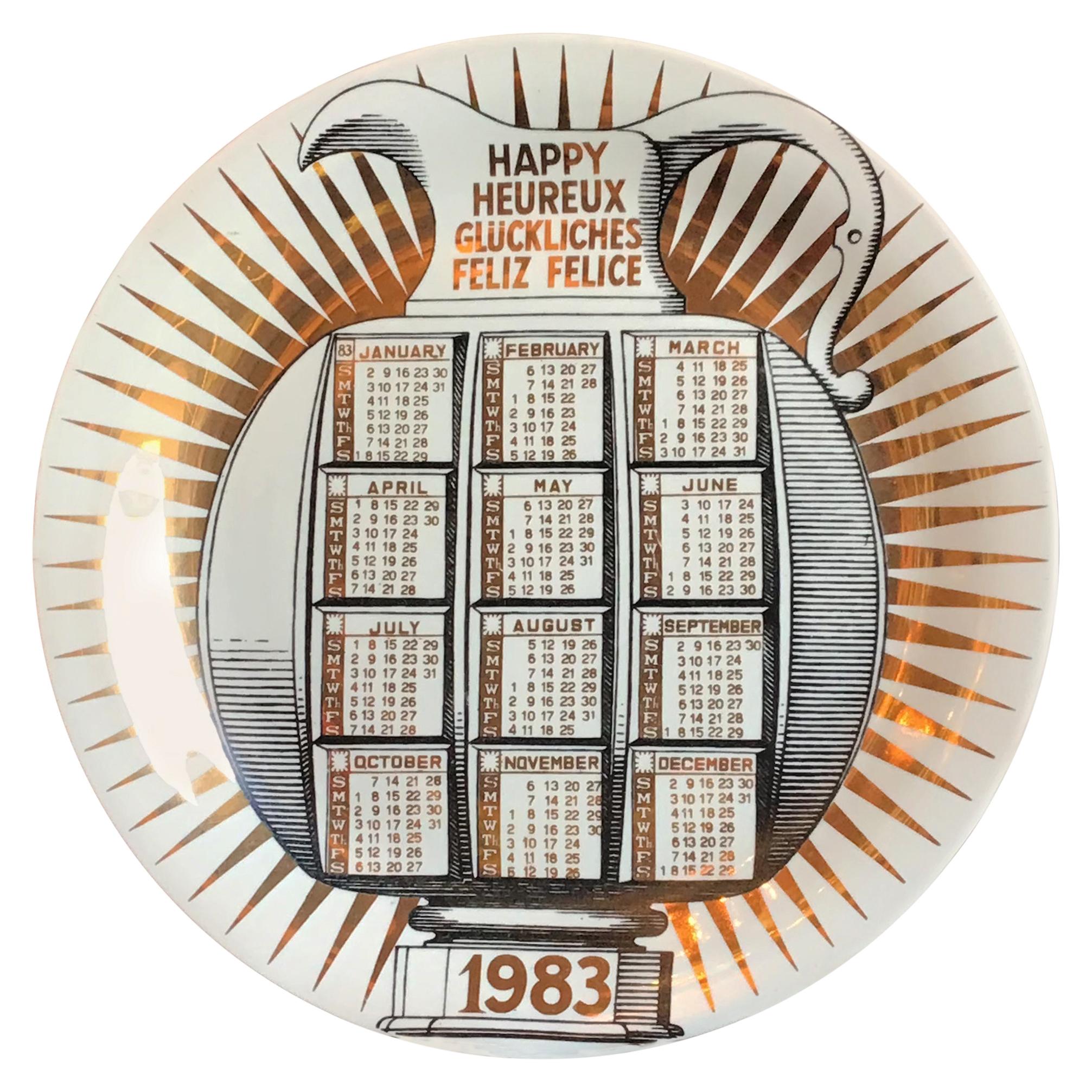 Assiette Fornasetti n.16 Calendario Porcelaine 1983 Italie