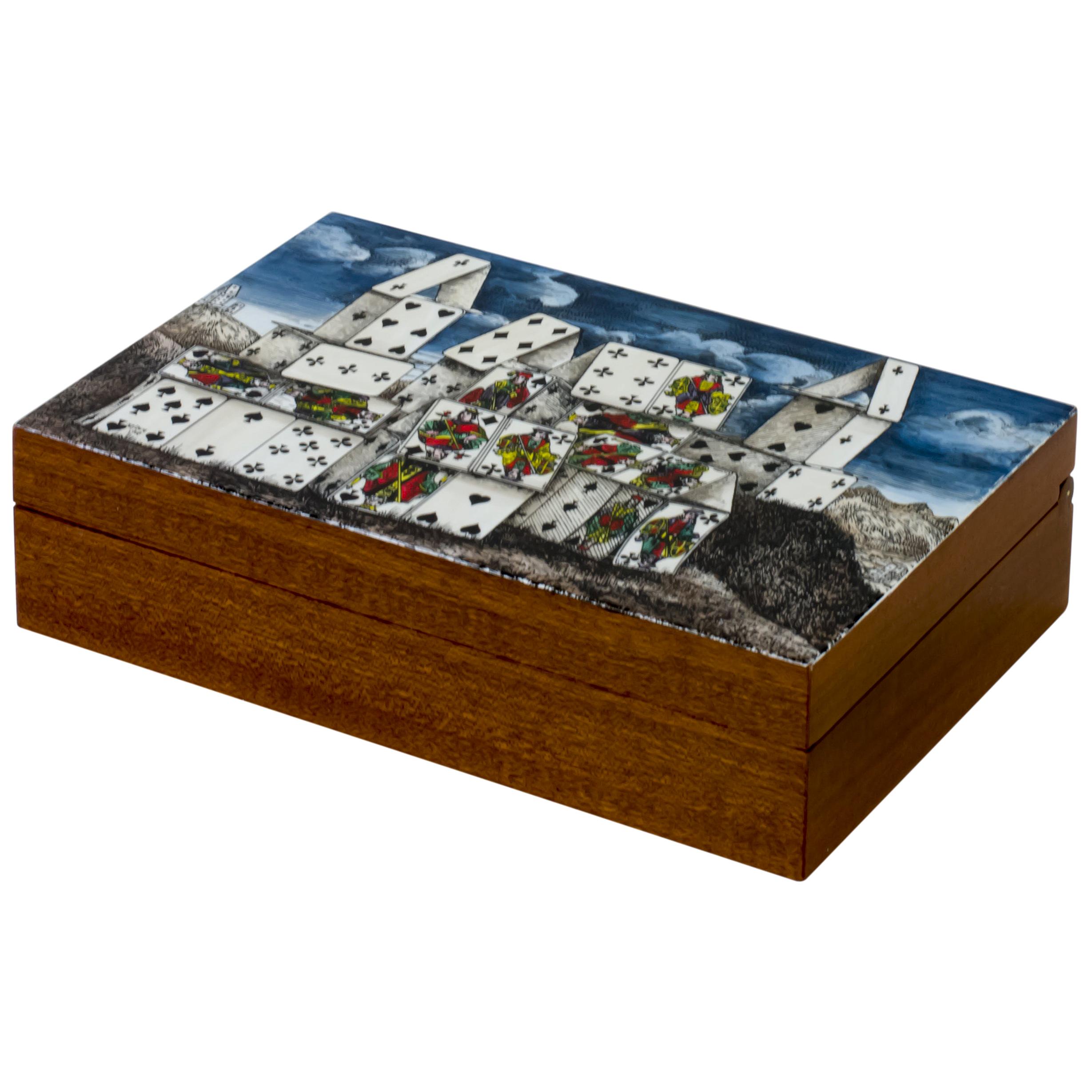 Fornasetti Playing Cards Box Città di Carte Surreal Landscape Hand Color Wood