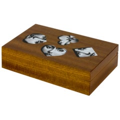 Fornasetti Playing Cards Box Visi from the Tema e Variazioni Series Wood