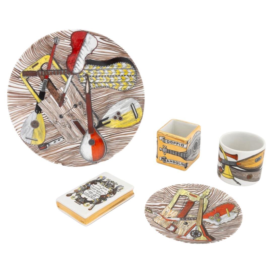 Fornasetti Porcelain Musical Tableware, 5 Pcs. For Sale
