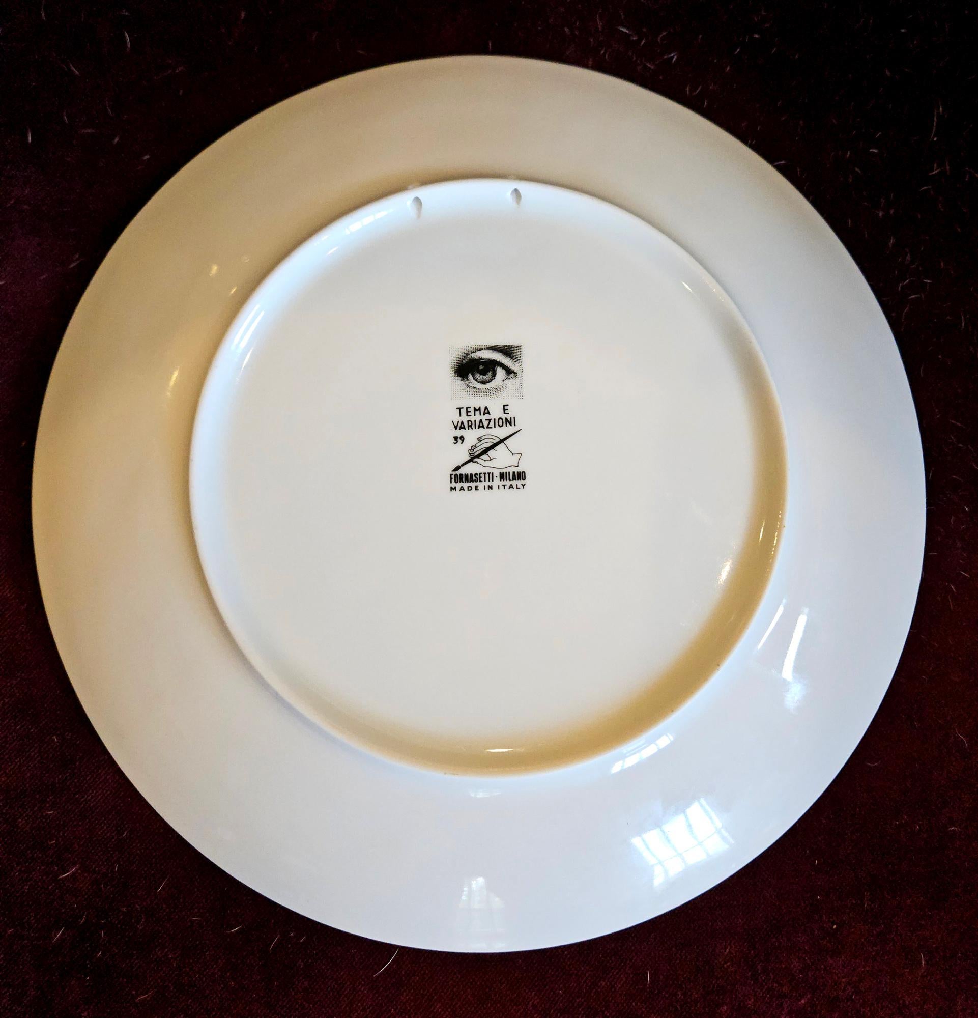 Fornasetti Porcelain Plate, Tema e Variazioni, Pattern No. 39 Atelier Fornasetti For Sale 6