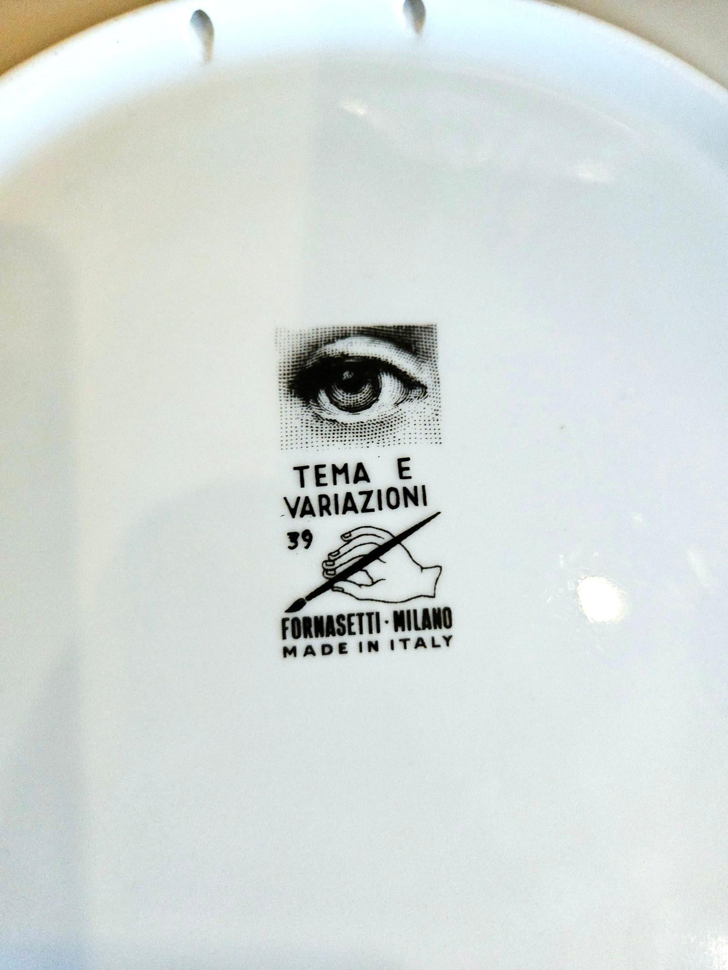 Fornasetti Porcelain Plate, Tema e Variazioni, Pattern No. 39 Atelier Fornasetti For Sale 5