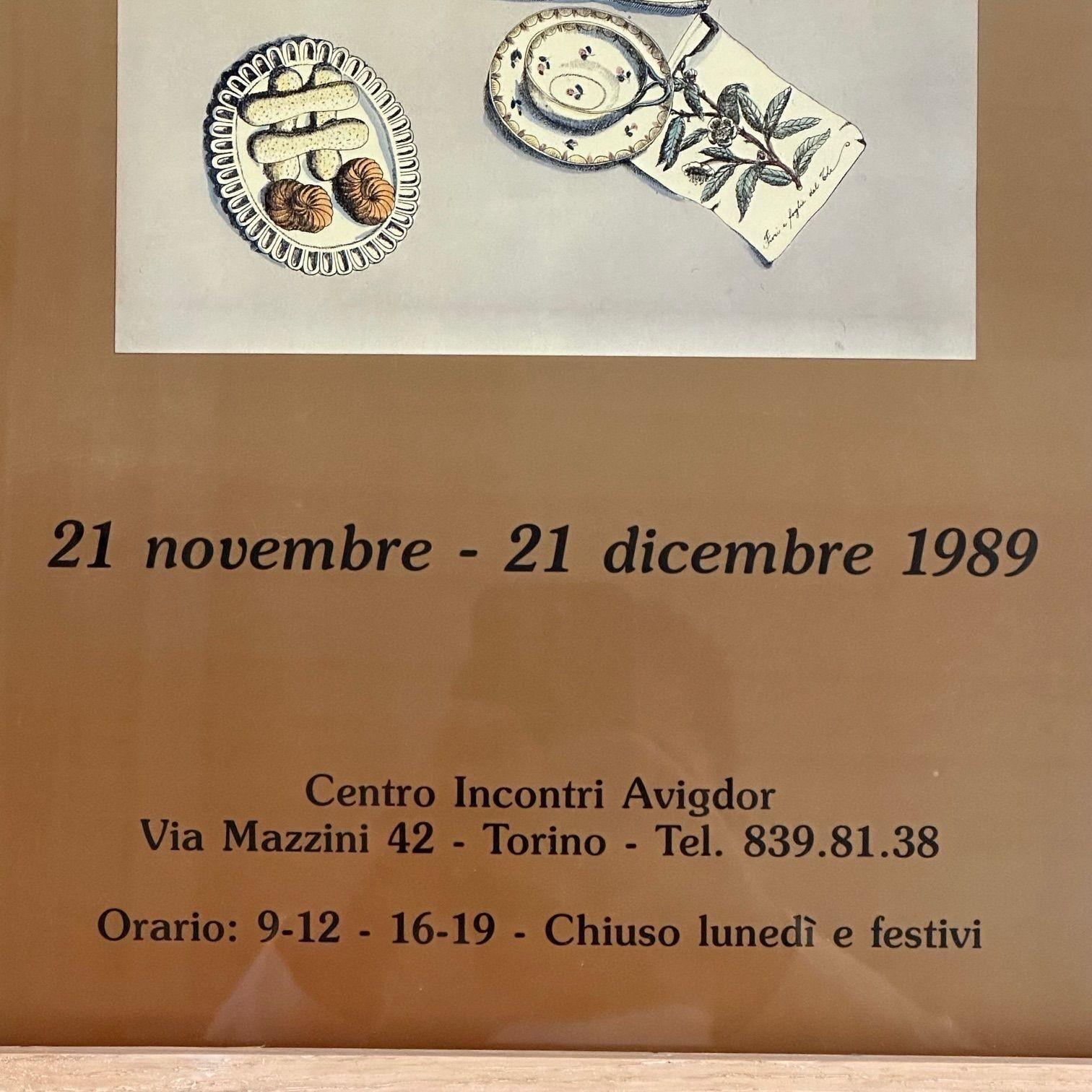 Piero Fornasetti, Mid-Century Modern, Exhibition Poster, Paper, Light Wood Frame For Sale 7