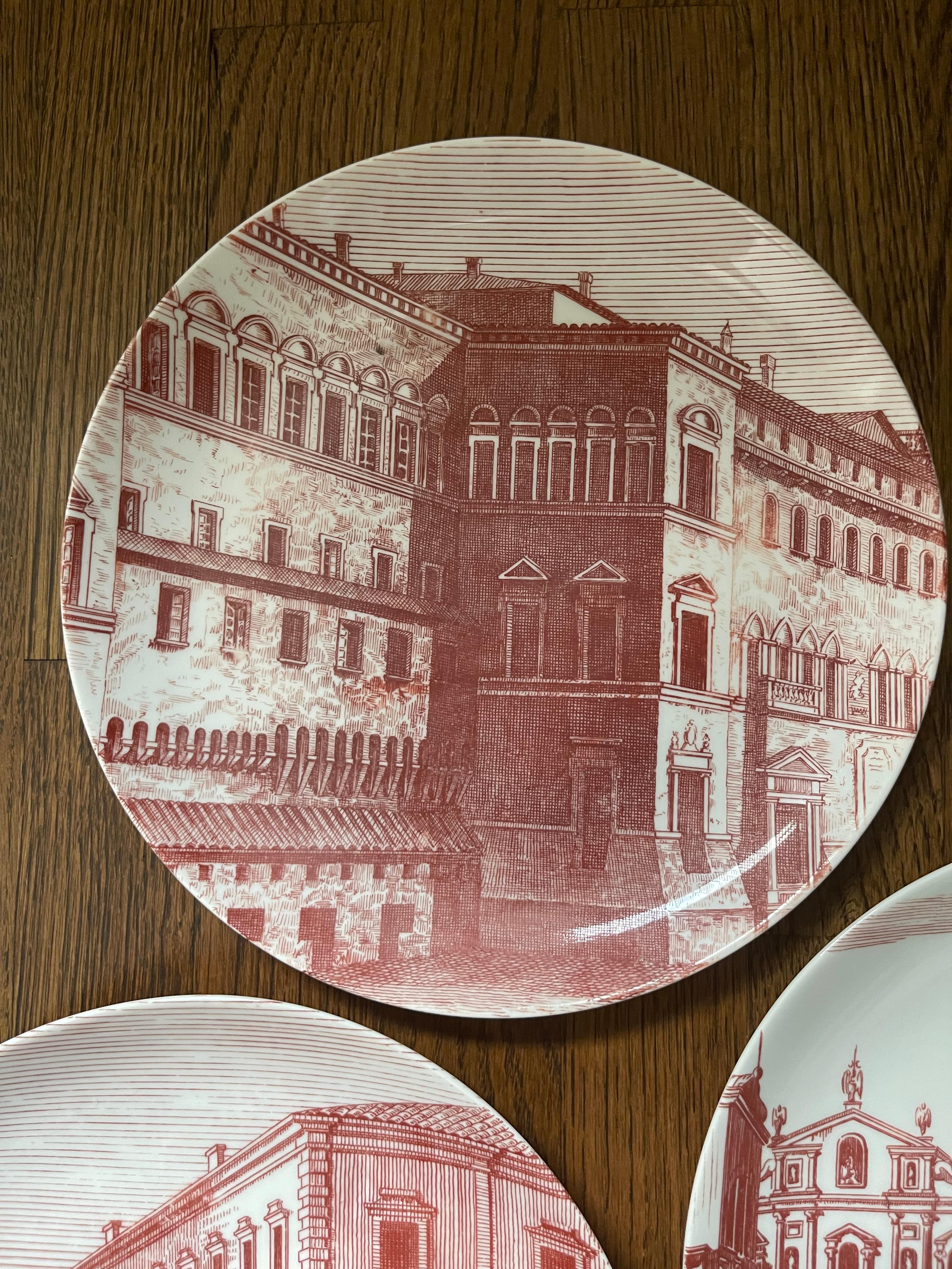 Italian Fornasetti “Prospettiva” Architectural Plates, Set of 3, 1950’s For Sale