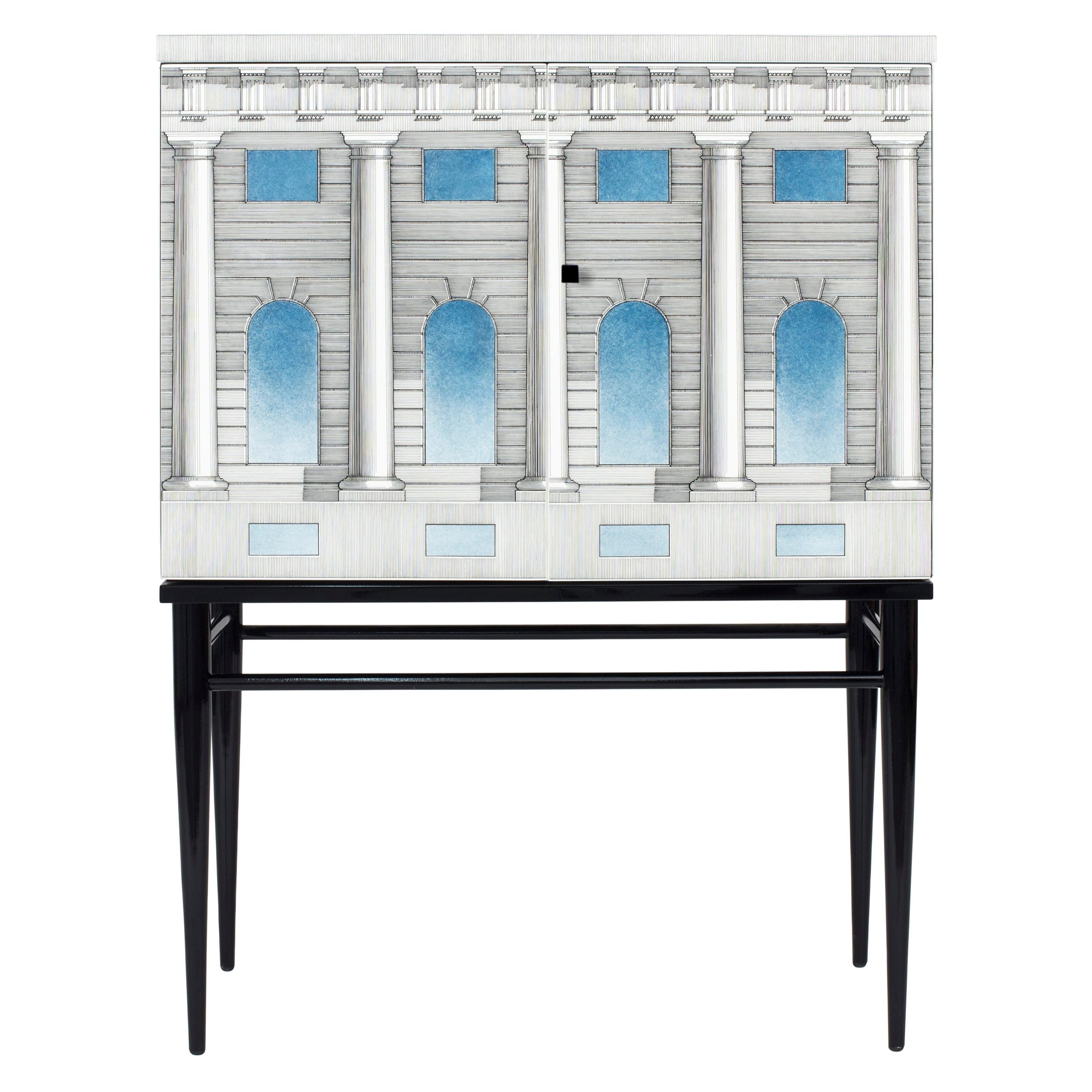 Fornasetti Raised Small Sideboard Cabinet Architettura Celeste Architectural