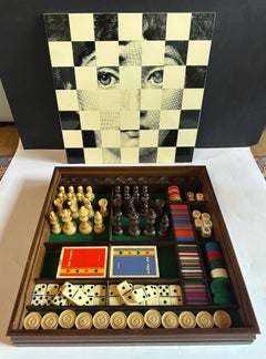 FORNASETTI Rare Large Chess and Dominoes Board Game Set Box