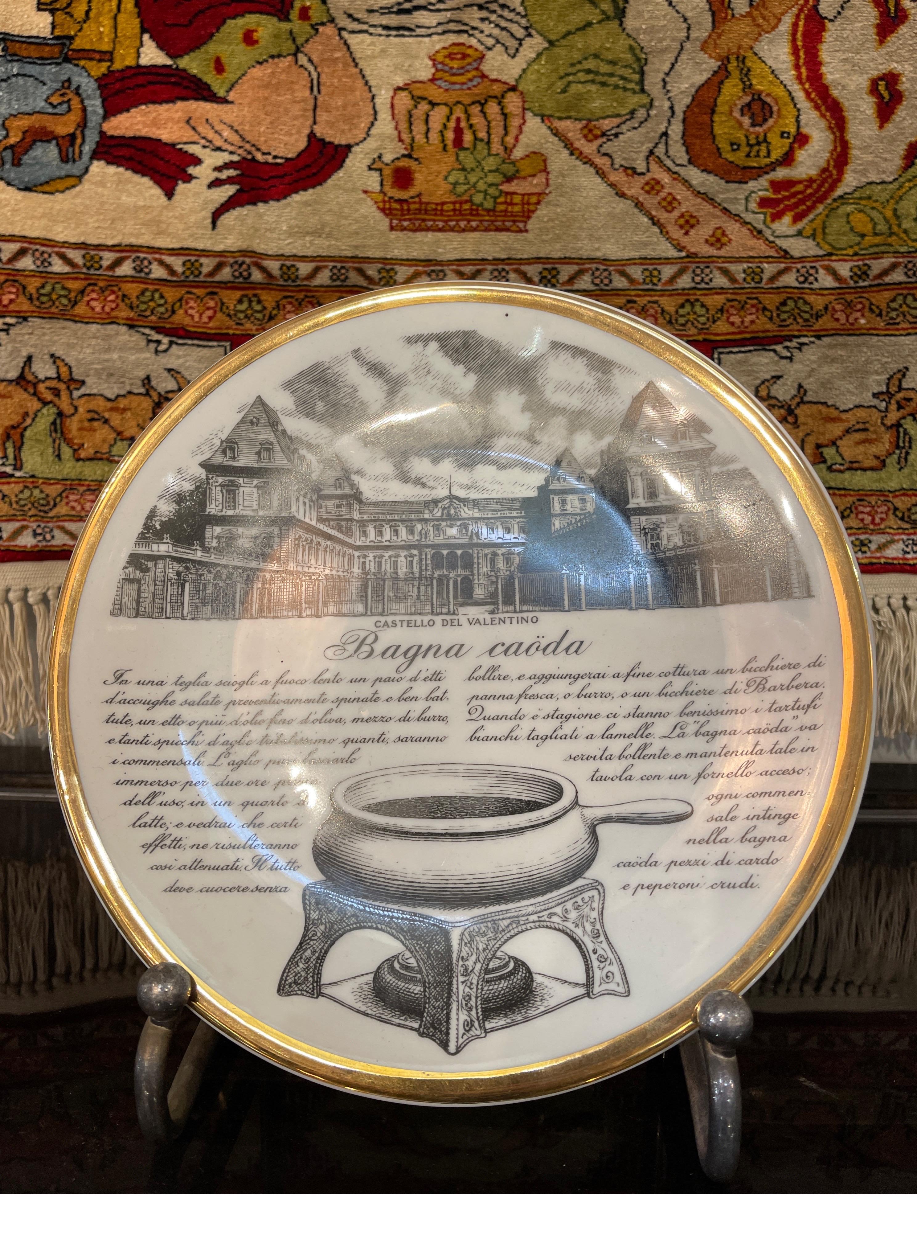 Glazed ceramic plate designed and executed by Piero Fornasetti entitled 