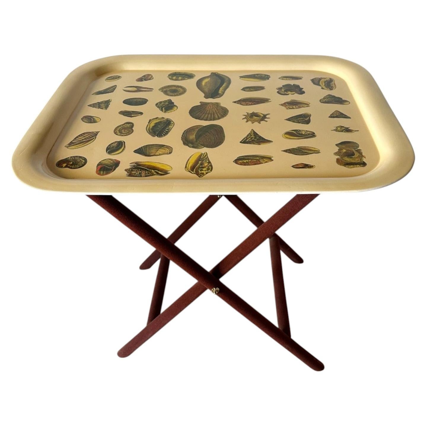 FORNASETTI Rectangular Shells Tray with Stand For Sale
