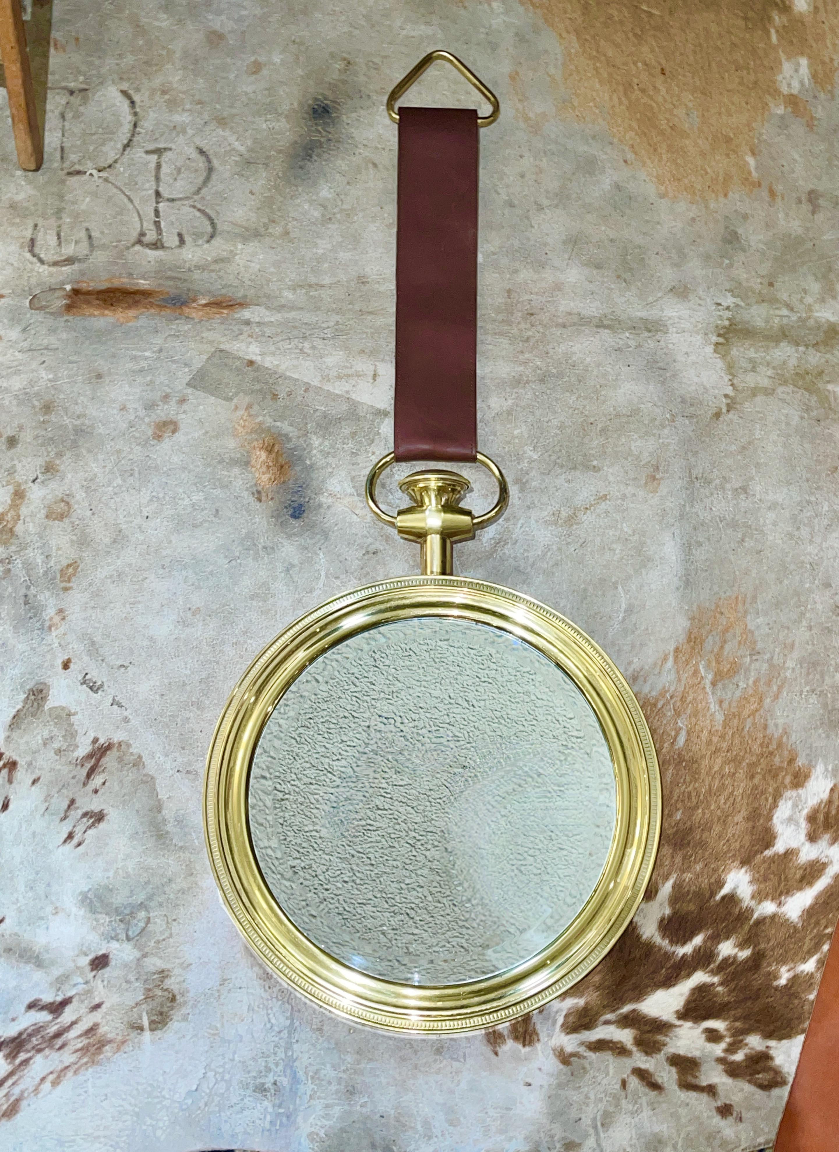 Mid-Century Modern Fornasetti miroir rond en forme de montre de poche