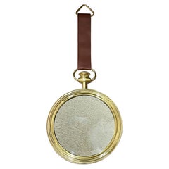 Fornasetti Round Brass Mirror in Form of Pocket Watch