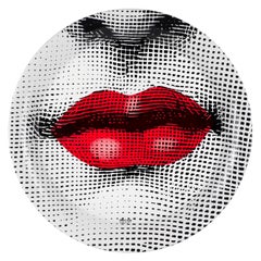 Fornasetti Round Tray Bocca Red Lips Hand Colored Metal