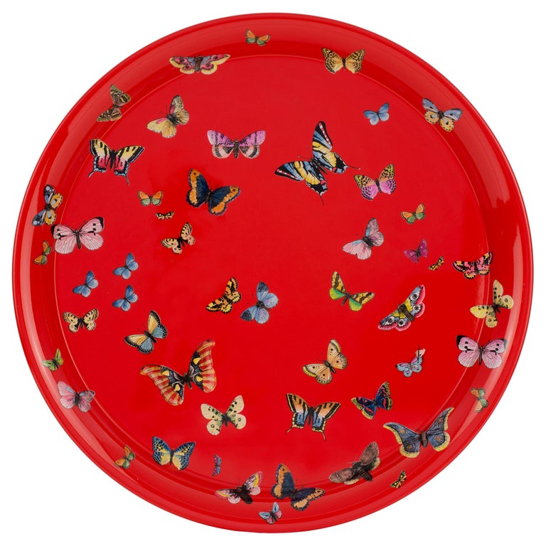 Fornasetti Round Metal Farfalle Tray, New, Offered by Fornasetti