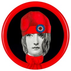 Fornasetti Round Tray Marianne Hand Painted Red