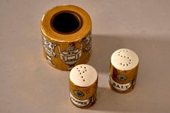 Fornasetti salt and pepper shakers with an additional  container