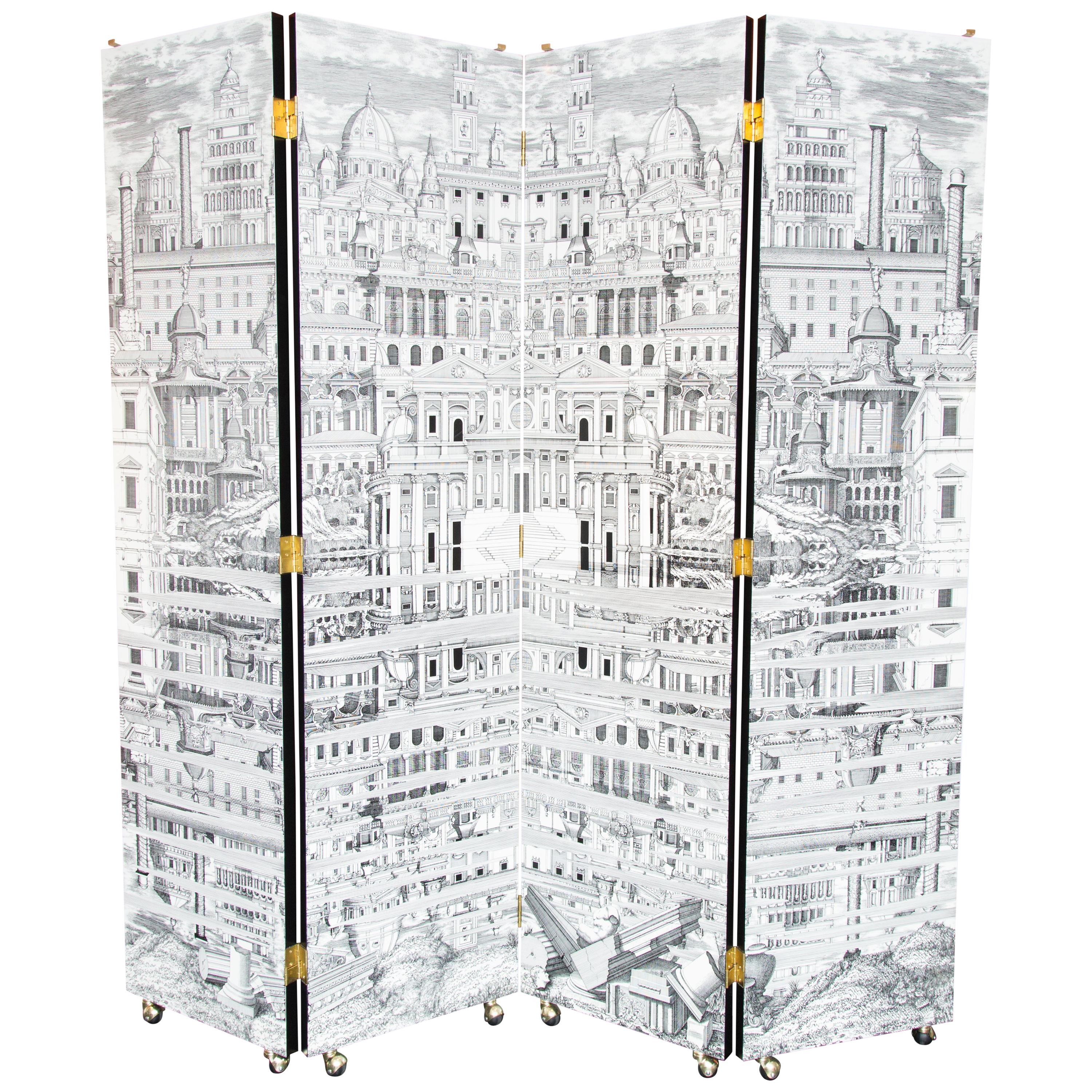 Fornasetti Screen Citta Che Si Rispecchia Black/White