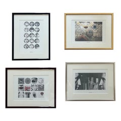 Fornasetti set di 4 stampe firmate fornasetti 1990 con cornici colorate