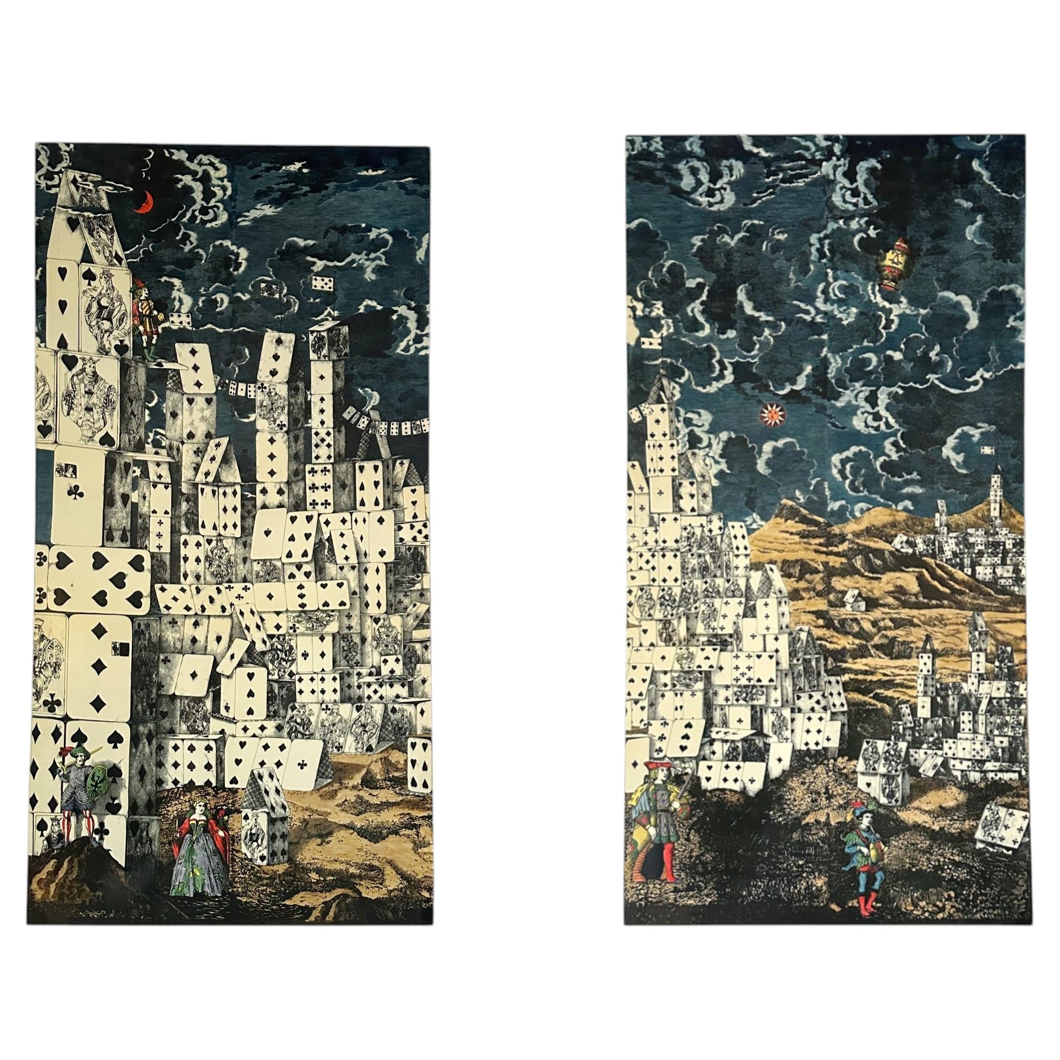 FORNASETTI Juego de 2 paneles «Città Di Carte»