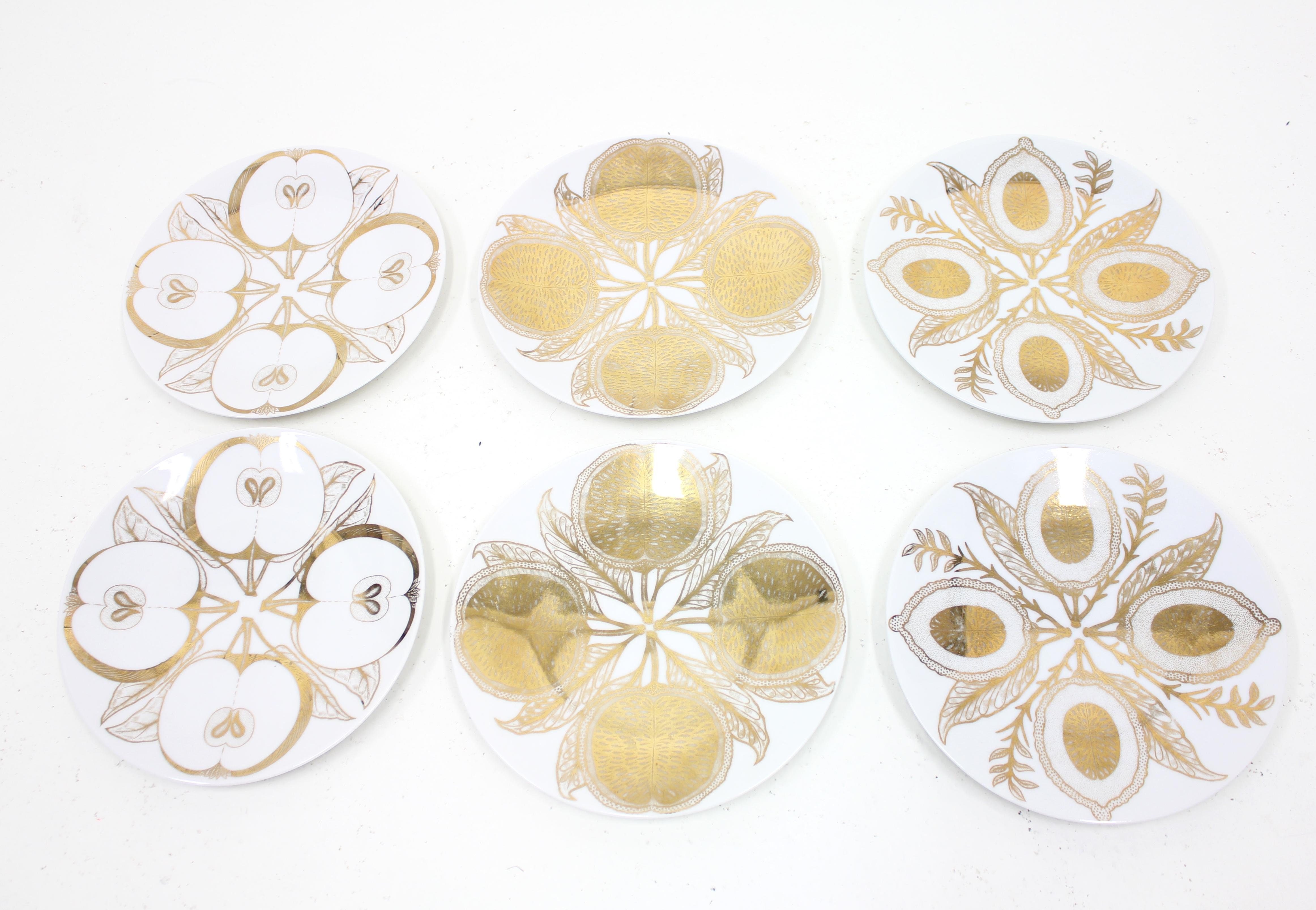 Italian Fornasetti, Set of 6 Plates by Atelier Fornasetti for Fornasetti, 4 Frutti