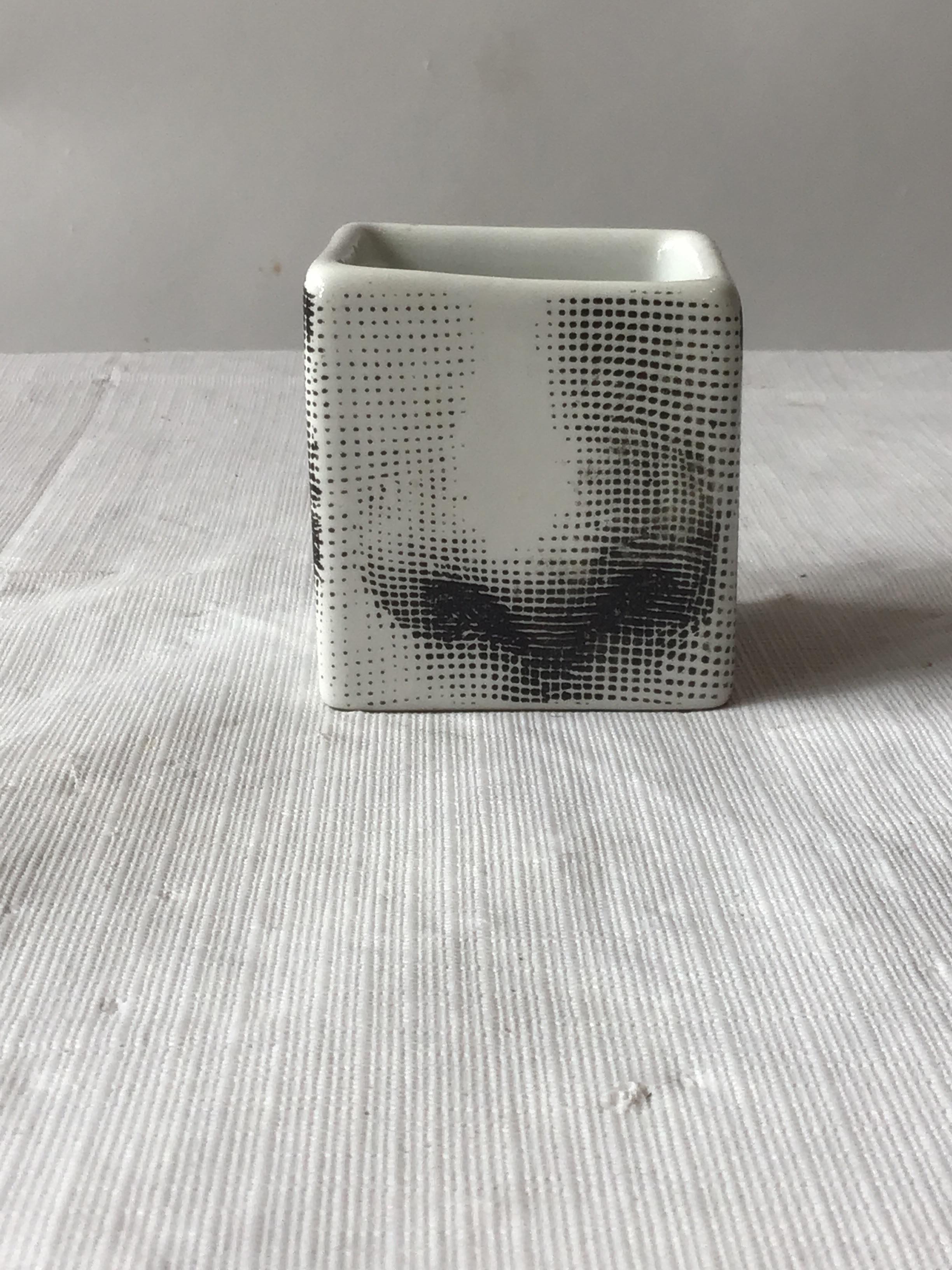Fornasetti Small Face Cube Vase In Good Condition In Tarrytown, NY