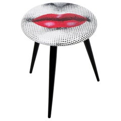 Fornasetti Stool Bocca Red Lips Hand Colored Wood