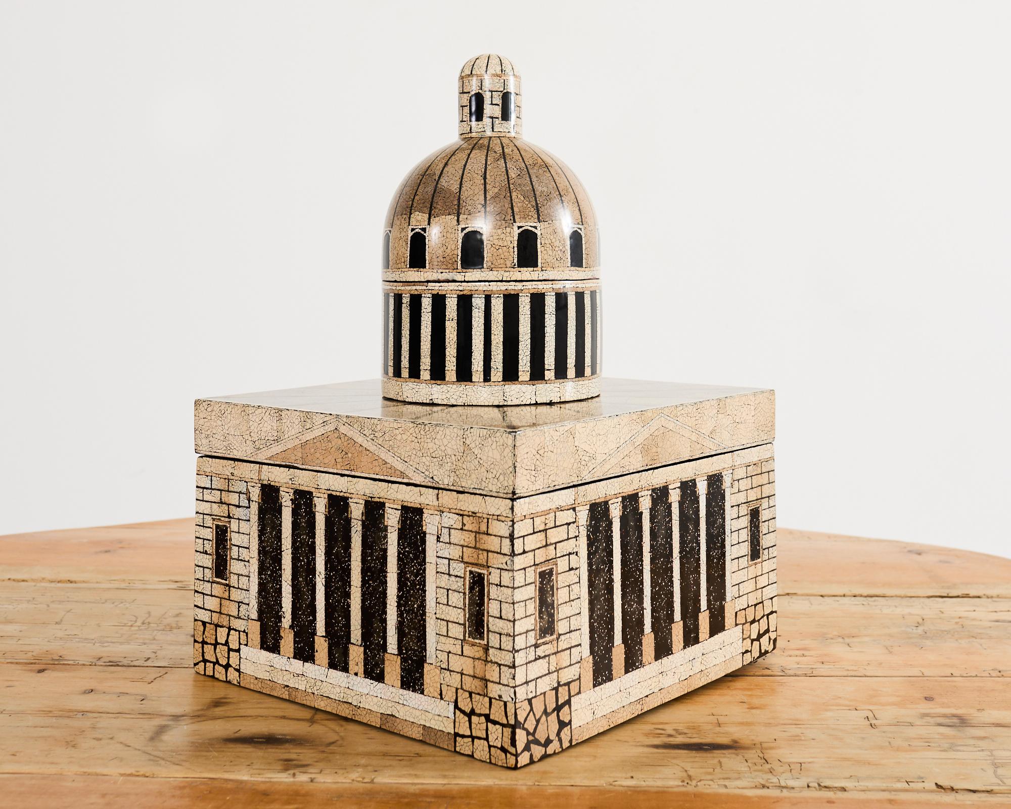 Set of Seven Neoclassical Architettura Lacquer Eggshell Boxes For Sale 6