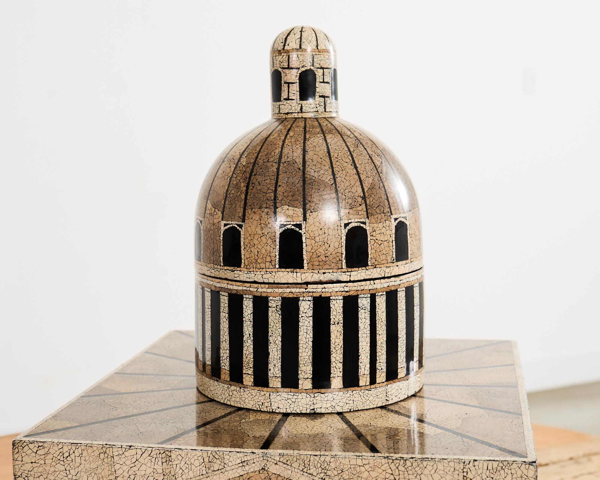 Set of Seven Neoclassical Architettura Lacquer Eggshell Boxes For Sale 7
