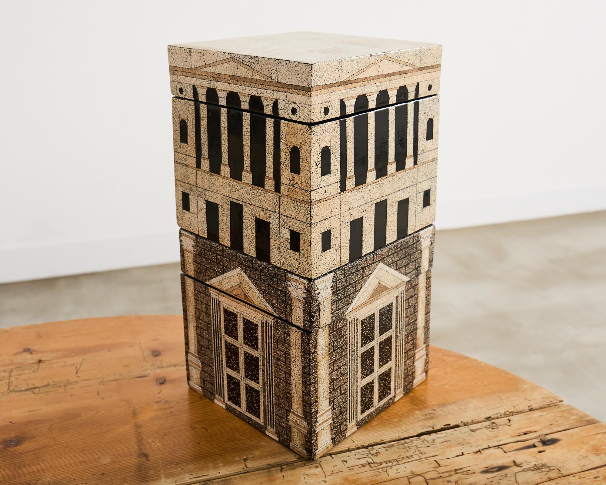 Set of Seven Neoclassical Architettura Lacquer Eggshell Boxes For Sale 12