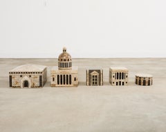 Set of Seven Neoclassical Architettura Lacquer Eggshell Boxes