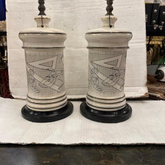 Fornasetti Style Porcelain Lamps