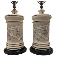 Fornasetti Style Porcelain Lamps