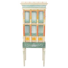 Vintage Fornasetti Style Renaissance French Display Curio Cabinet by Eric Lansdown