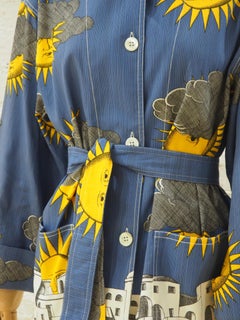Fornasetti sun and cloud linen jacket with belt NWOT