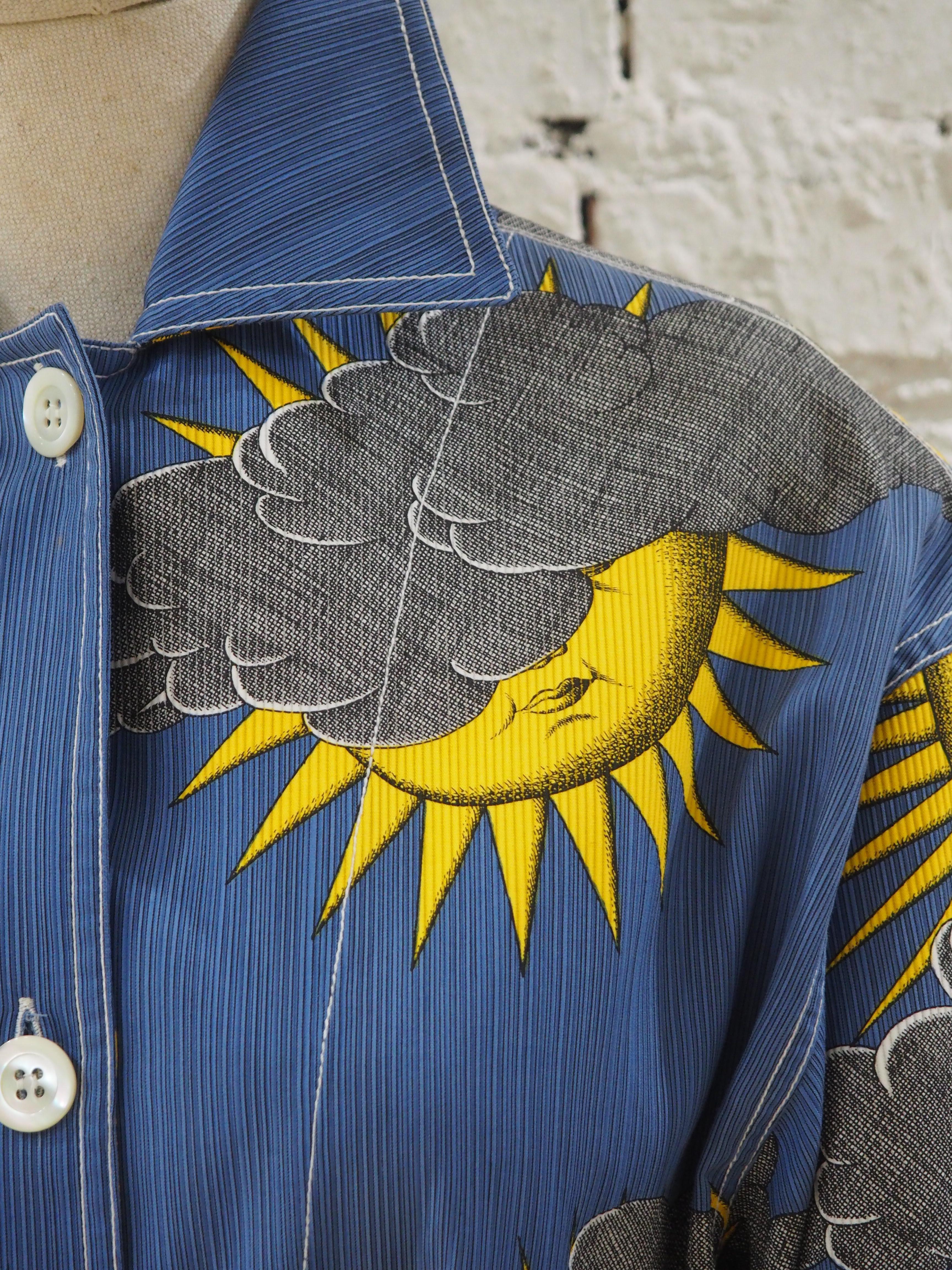 Gray Fornasetti sun and cloud linen jacket with belt NWOT