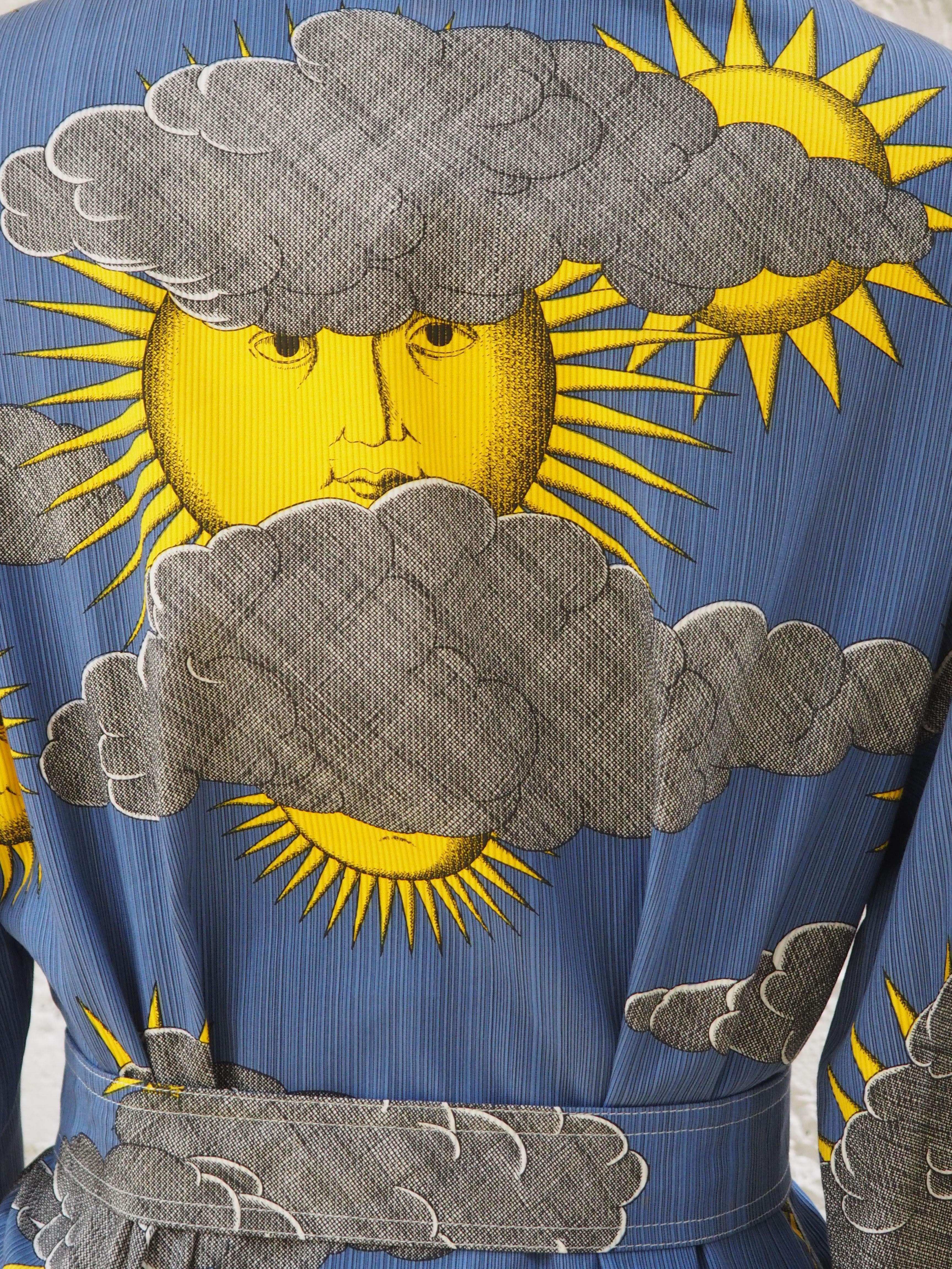 Fornasetti sun and cloud linen jacket with belt NWOT 3