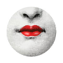 Fornasetti Table Top Bocca Red Lips Hand Colored, Wooden Legs