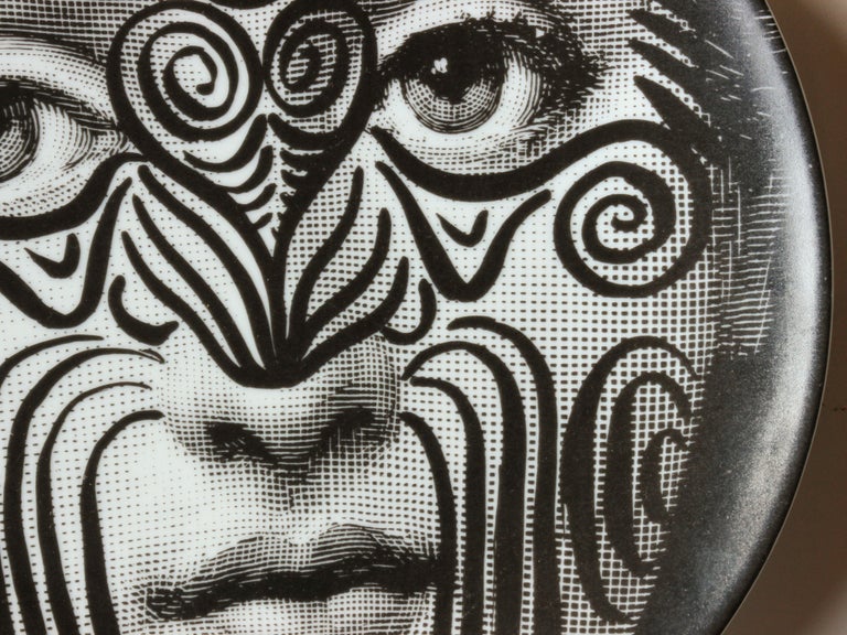 Fornasetti Tema E Variazioni Porcelain Plates, Numbers 9 + 95, 1990s